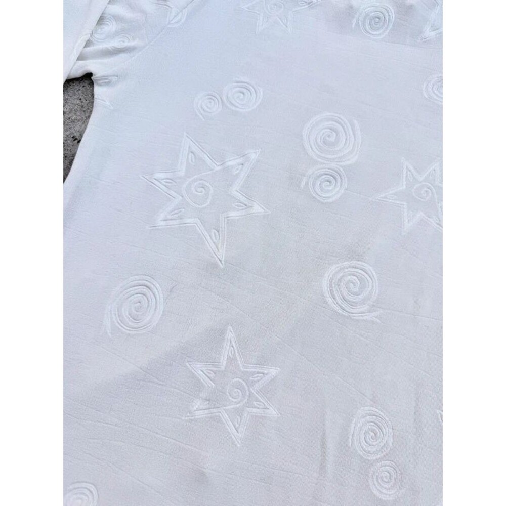 Vintage 90s Celestial Fairycore Star Spiral Raised Print Long Sleeve Top PSE - M
